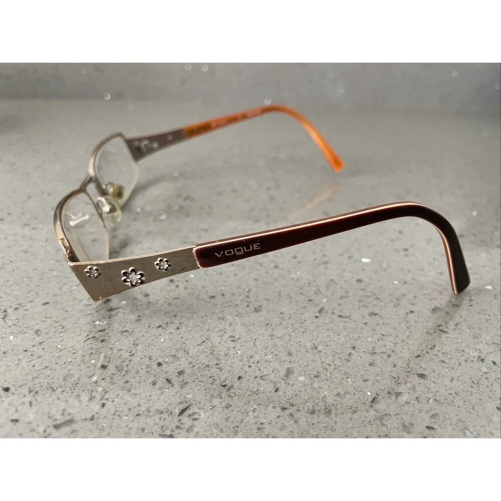 Vogue Half rim Eyeglasses FRAMES ONLY VO3619 740 52-18-135 Shiny Brown Orange